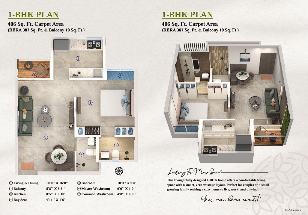 1 BHK Floor Plan