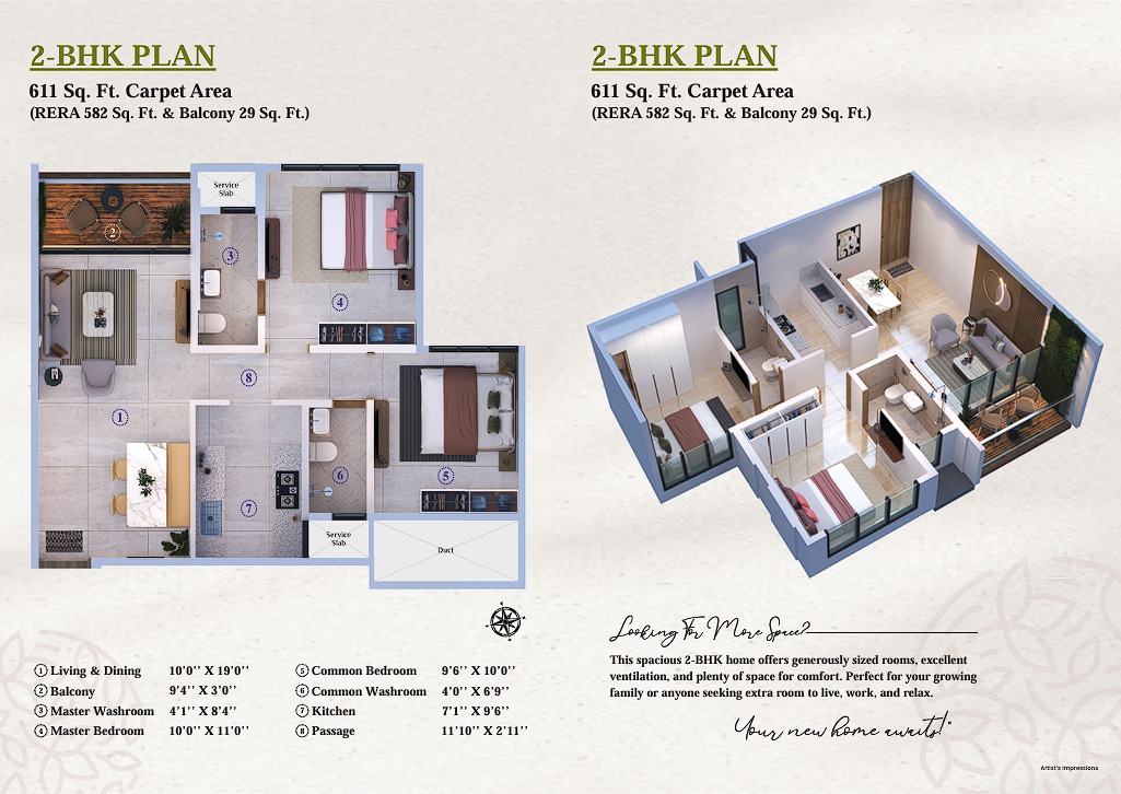 2 BHK Floor Plan